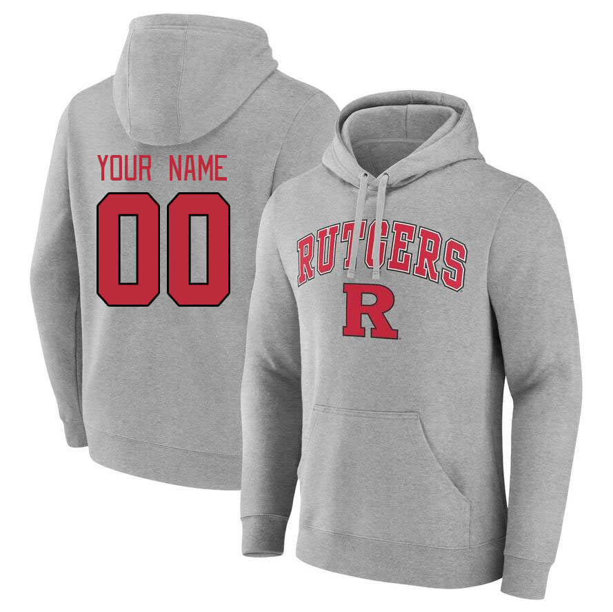 Custom Rutgers Scarlet Knights Name And Number College Hoodie-Gray - Click Image to Close